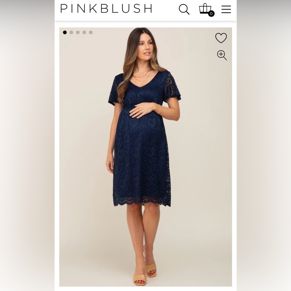 Navy Lace Knee Length Maternity Dress